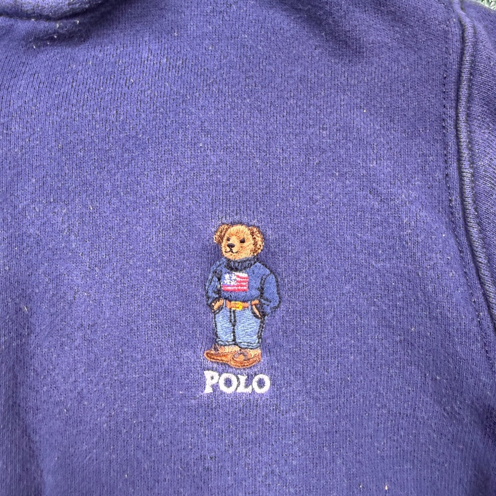 Polo Bear Ralph Lauren Hoodie YOUTH Size 7T Blue Full Zip Embroidered Logo - Picture 2 of 6